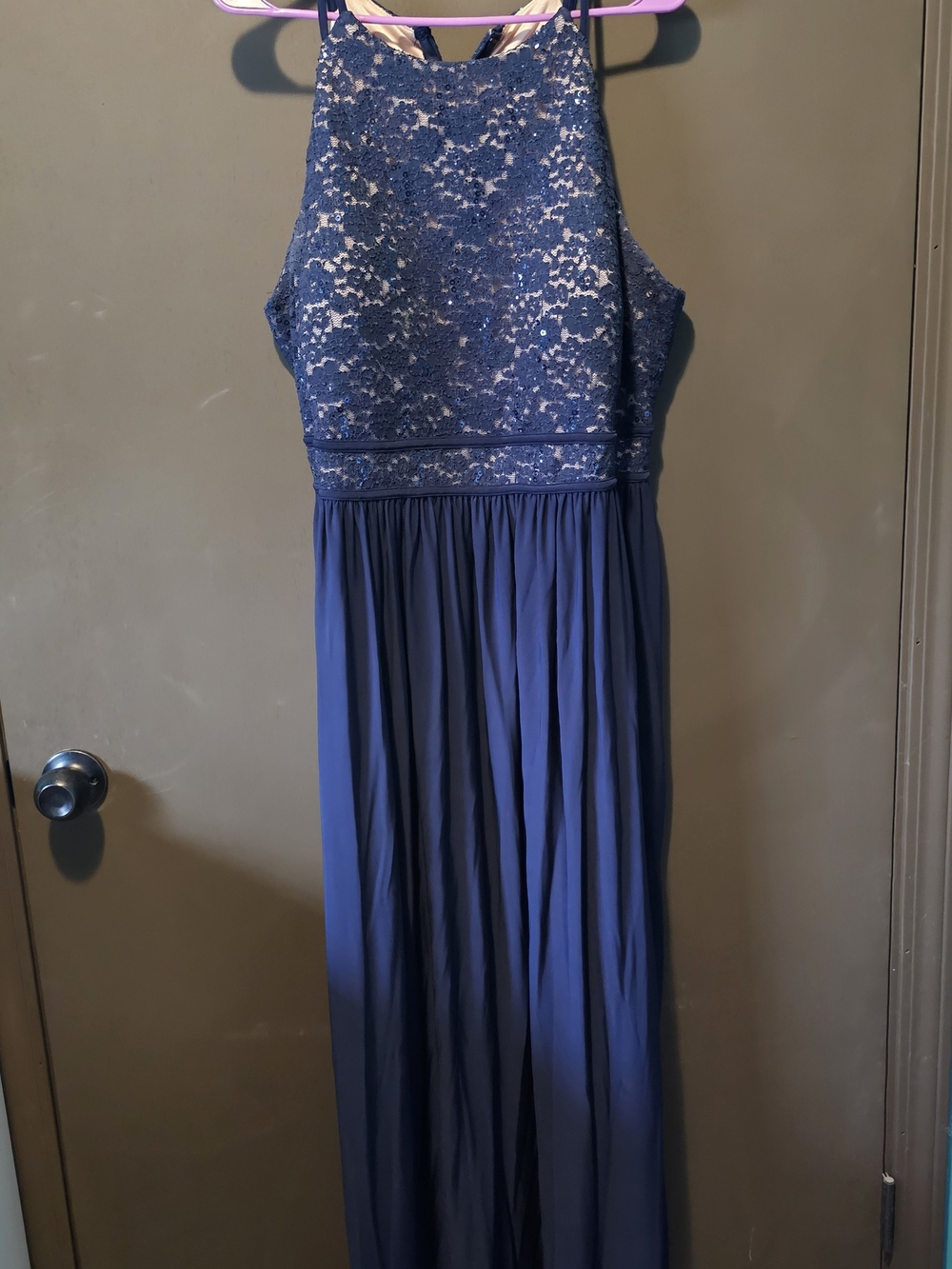 Women's Plus Size 18W Morgan & Co. Navy Lace Halter Formal Dress